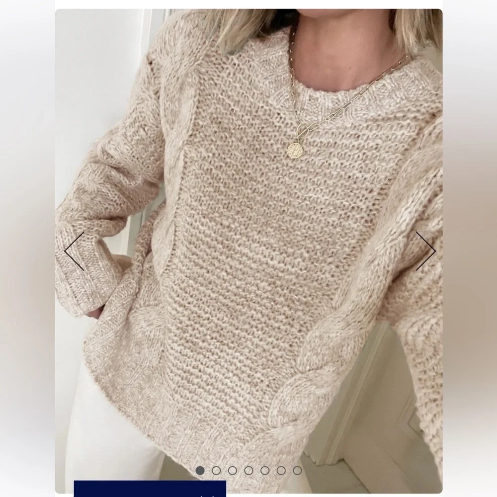 Splendid Cream Cable Knit Sweater